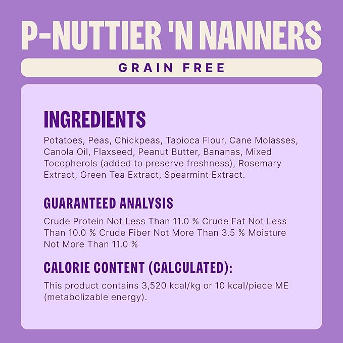 Wellness Old Mother Hubbard P-Nuttier 'N Nanners Dog Biscuits, Natural, Training Treats, Peanut Butter & Banana Flavor, Mini Size, (1 Pound Bag)