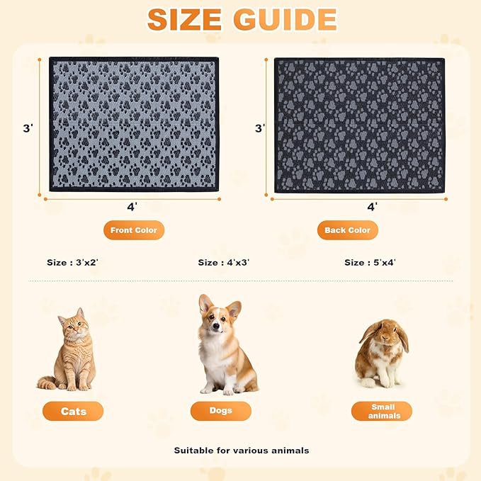 4x3 Feet Cat Bed Mats, Stain-Resistant, Washable and Easy to Clean, Reversible for Double-Sided Use, Convenient Design, Suitable for Both Outdoor and Indoor