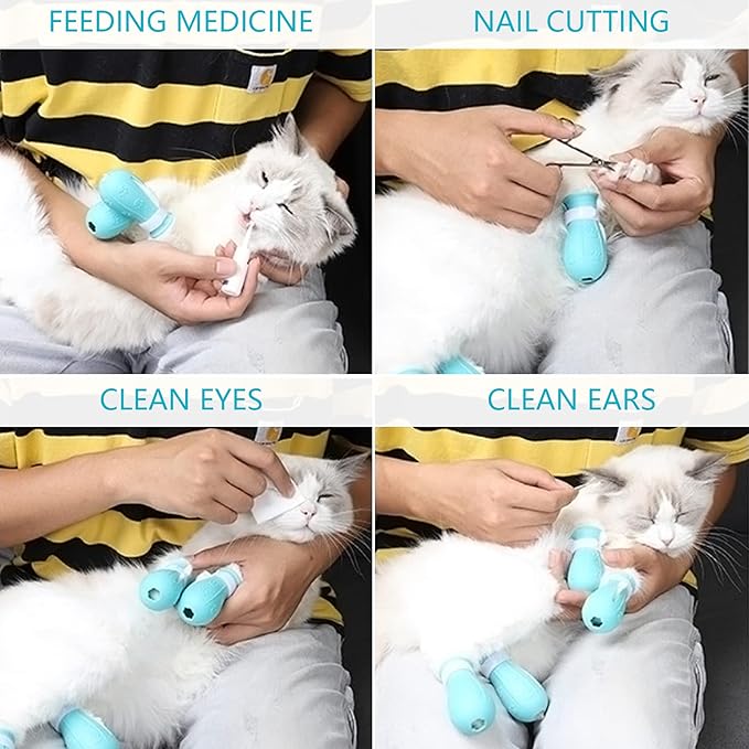 4Pcs Cat Boots for Cats Only Paw Covers Protectors Claws Shoes Paws Wound Boot Silicon Anti Scratch Cat Mittens for Bathing, Nail Clipping, Ears Cleaning, Treatment