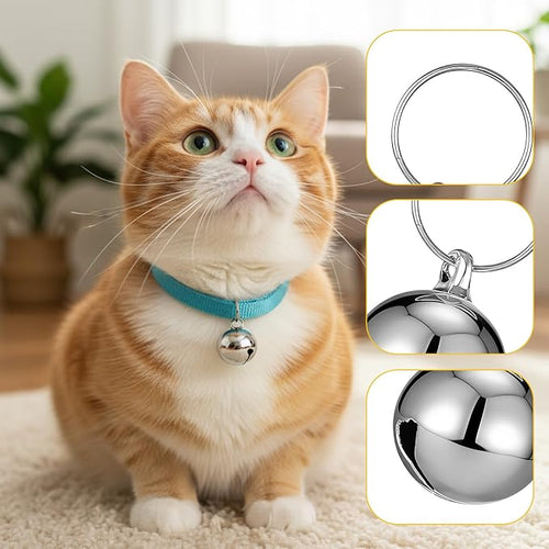 10 Pack Silver Dog Bell, Pet Bells Collar Bells for Small Dogs Cat Collar Charm Hanging Ring Decoration Pet Pendant Accessories Anti-Lost Training Bell DIY Crafts for Pets Daily Use (2 Sizes)