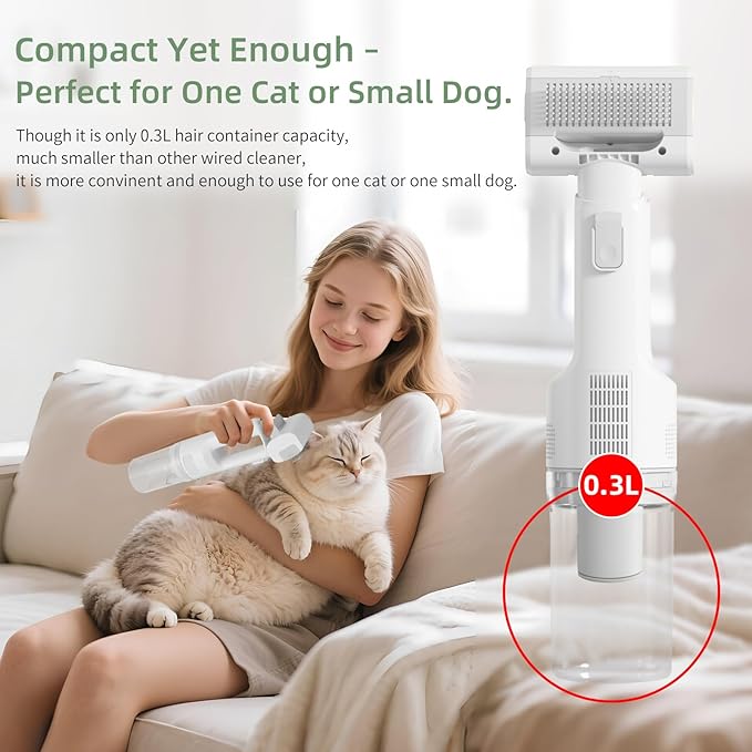 Dog Vacuum for Shedding Grooming, Cordless Dog Grooming Kit with Strong Suction for Dogs and Cats, Low Noise Pet Vacuum for Shedding, Handheld 5 in 1 Pet Hair Removal Tool