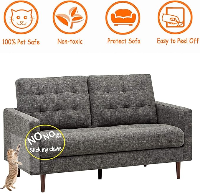 Anti-Scratch Furniture Protectors - 10pcs Clear Double-Sided Cat Scratch Deterrent Tape for Couch, Sofa, Chair & Leather
