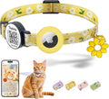 Smart QR Code Cat Collar with Online ID Profile & Integrated Airtag Holder, Breakaway Safety Collar with Bell, Adjustable 8-13in for Cats and Small Dogs(Yellow)