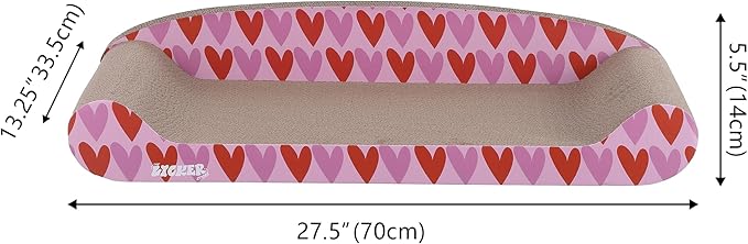 CSR1004A Montego 27.5" Coastal Patterned Cardboard Lounge Bed Cat Scratcher with Catnip, Pink/Red