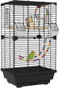 24.8 Inch Bird Cage,Parakeet Cage with Ladder,Swing,Perch,2 Feeders,Small to Medium Birds Cage for Cockatiels, Lovebirds,Parrot (Black)