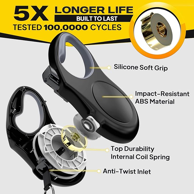 Fida Retractable Dog Leash Large Breed, Heavy Duty 16 ft Dog Walking Leash, up to 110 lbs, 360° Tangle Free, Black (Pack of 2)