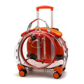 Pet Trolley Case, Convenient Portable Cats Dogs Backpack, with Clear Ventilation Holes, Silent Wheels and Telescopic Rod, for Travel. Orange