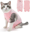 SlowTon Cat Recovery Suit - Cat Onesie for Cats After Surgery Female Male, Kitten Clothes Cats Surgical Spay Suit Abdominal Wounds, E-Collar Alternative Bodysuit Anti-Licking (Light Pink, L)