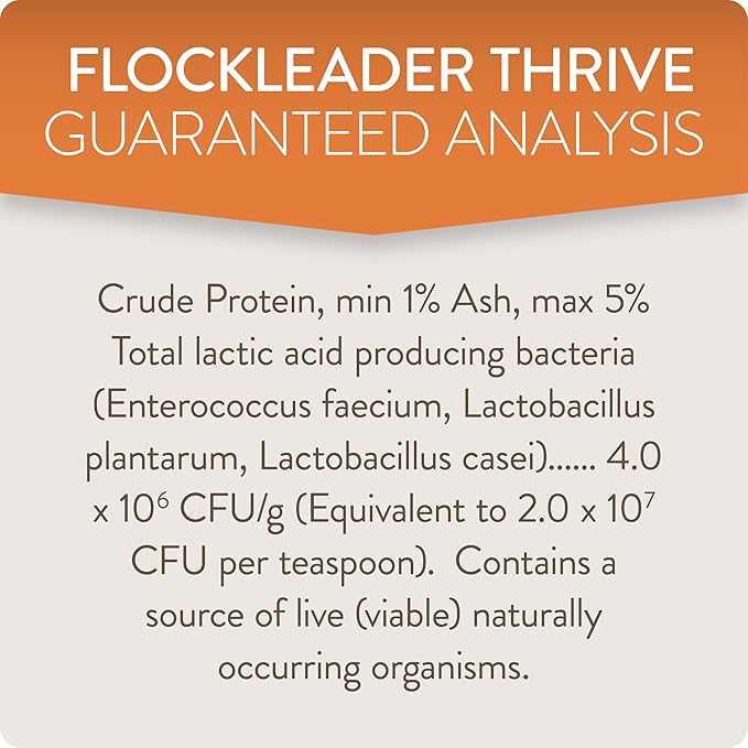FlockLeader Thrive, Daily Probiotic & Prebiotic Water Supplement for Chickens 8+ Weeks Old, 8 oz (Pack of 2)