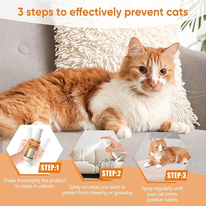 Cat Deterrent Spray, Citrus Spray for Cats, Anti-Scratch & Anti-Marking for Furniture, Sofas & Carpet, Indoor & Outdoor Furniture Protection 7.0 OZ