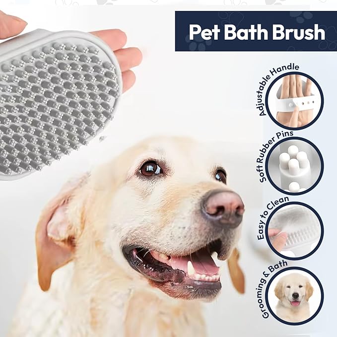 BPG Pet Grooming Tools for Dogs & Cats- 3 Piece Dog Grooming Kit, Slicker Brush, Bath Brush and Undercoat Rake- Non-Slip Easy to Use Deshedding Tools for All Coat Types