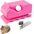 Cardboard Cutter for Cat Scratchers with 10pcs Blade,3D Printed Card Board Cutter Kids DIY Cat Scratchers Cardboard Strip Tool Machine for Cat Lovers (Pink)