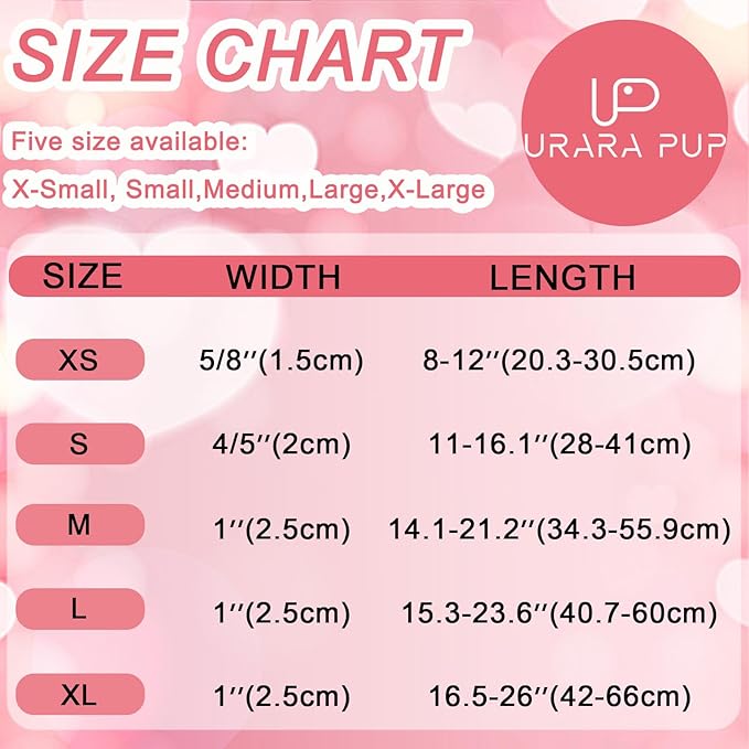 Valentine's Dog Collar, UP URARA PUP Pink Heart Adjustable Pet Collar with Bowknot Charm, Wedding Dog Accessories for Small Medium Large Dogs