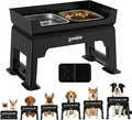 3-in-1 Raised Dog Bowl - 6 Height Adjustable Elevated Dog Bowls Stand, Double Deck Design Mess Proof, Feeding Station with 2 Stainless Steel Bowls & Licking Plate for Small Medium Large Pets
