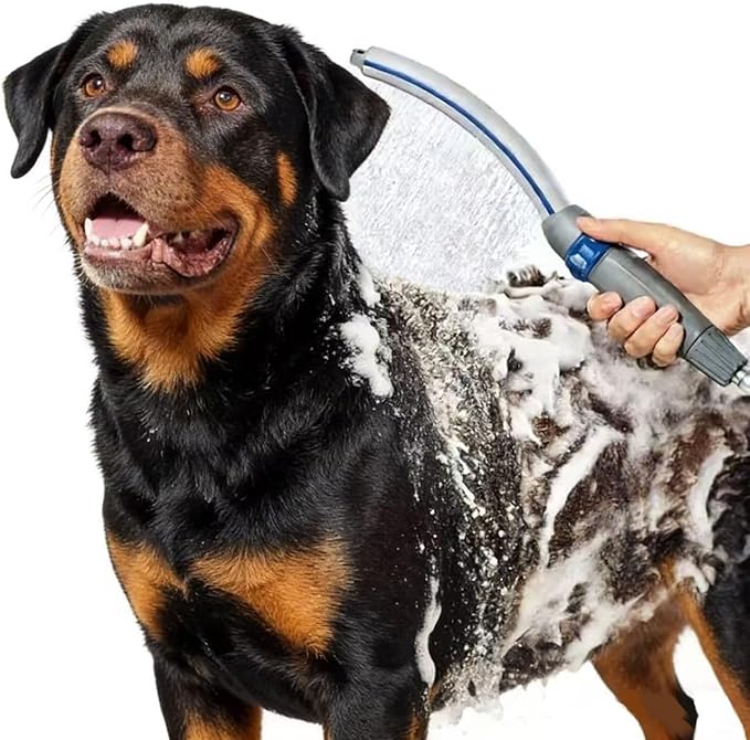 Dog Bathing Spray Nozzle, Non-slip Ergonomic Grip Convenient Dog Bathing and Cleaning Tool, Indoor and Outdoor Dual-use Spray Gun, with 8-foot Soft Hose