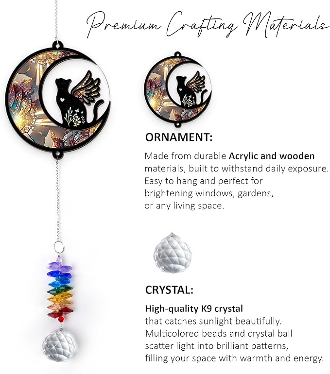 2 Layered Ornament Suncatcher - Mother's Day Father's Day Christmas Birthday Gifts for Cat Lover - Cats Memorial Keepsake - Pet Sympathy Ornaments - Memorial Gift - Ornament for Loss of Cats