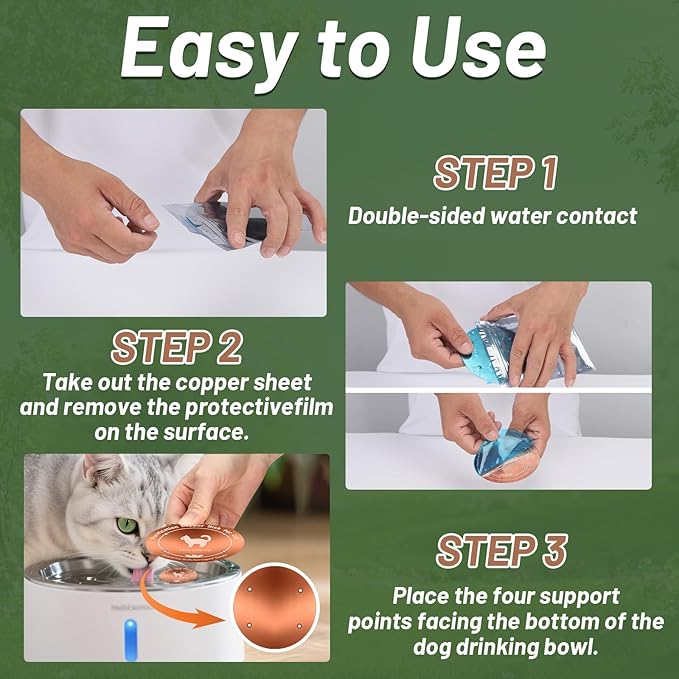 Copper Disk for Cat Water Bowl|4-inch Diameter,0.6mm Thick|99.99% Pure Copper Disc|Automatic Cat Waterer Purification Disk with 4 Point Support|Purify Water All Year Round