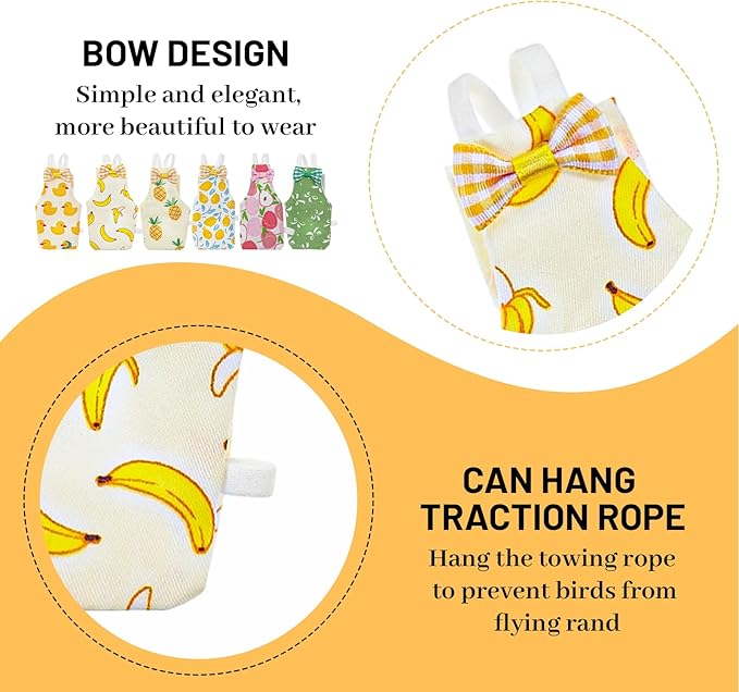 Bird Diaper, 6Pcs Reusable Parrot Diapers with Waterproof Inner - Washable Parrot Diapers for Indoor Parakeet Lovebird Canary (Medium)
