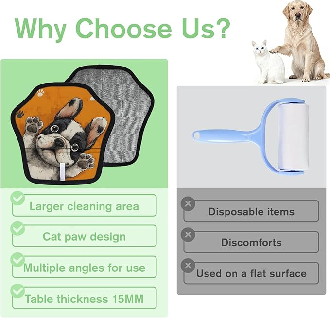 French Bulldog Pet Hair Removal Glove for Dogs & Cats,2 PCS Newly Upgraded Reusable Electrostatic Pet Hair Gloves,Dog Hair Remover Tool for Clothing,Couch,Carpet,Car Seat