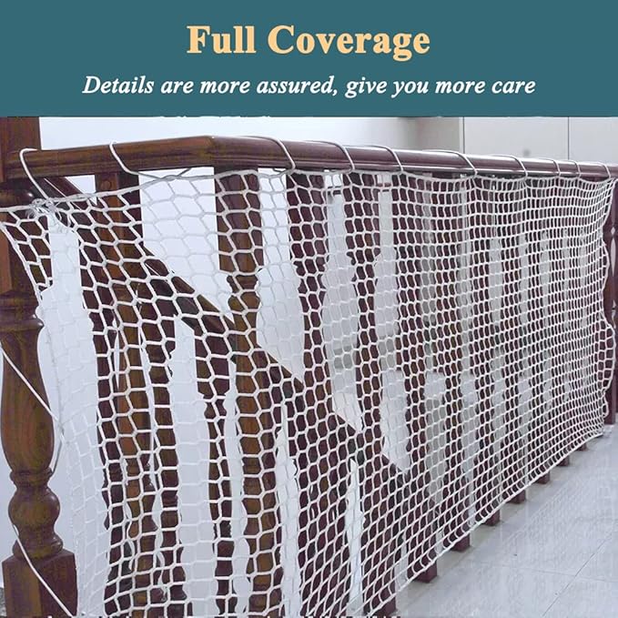 Safety Net for Stairs, Kids Pet Cat Protective Netting, Fence Railing Door Balcony Netting, Decoration Grid Net, Playground Isolation Net(Size:1M×4M(3.3FT×13.1FT),Color:White)