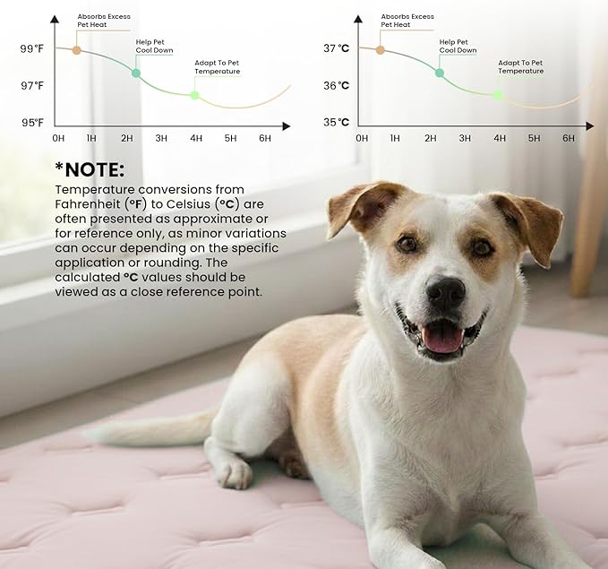 Cooling Pet Mat – 31x28.5 Dog or Cat Cool & Comfy, Soft Breathable Self-Cooling Pad, Pet-Safe, Durable, Perfect for Hot Weather, Naps, Crates, Cars, Couch, Washable, Take Anywhere, Pink