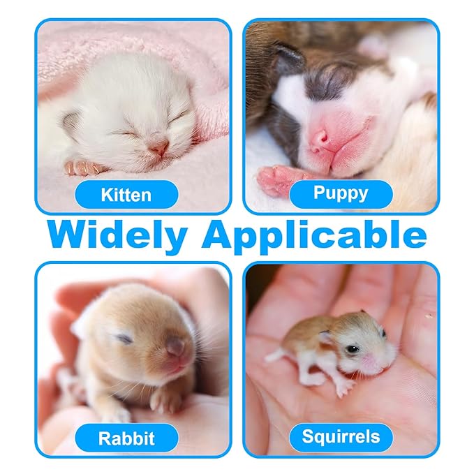 Pet Nursing Bottle for Newborn Animals,Kitten Bottle Feeding Kit Silicone Nipple for Kittens Puppys Rabbits Squirrel (Blue, Medium)