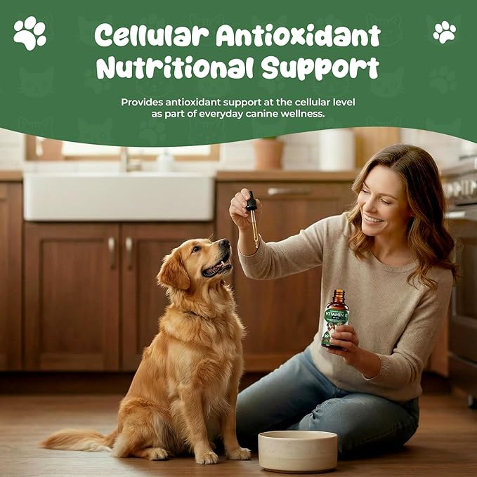 Vitamin E Supplement for Dogs Liquid, Daily Skin & Coat Nutrition Oil, Supports Moisture Balance, Cellular Protection & Overall Canine Wellness, 2 fl oz (60 mL)