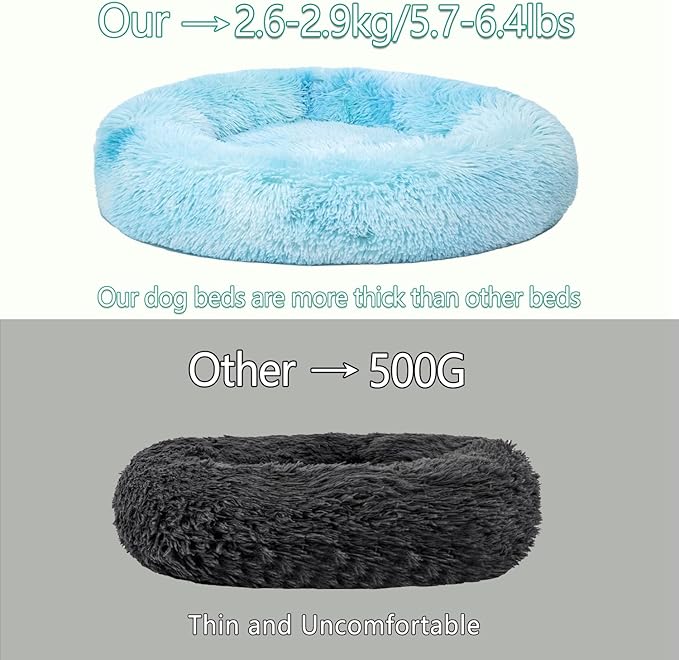 Calming Dog Bed for Big Dogs, 39'' Round Anti-Anxiety Warm Fluffy Plush Faux Fur Bed, Soft Anti-Slip Donut Washable Big Pet Bed, Cozy Big Dogs Bed, Fits up to 100 lbs Pets