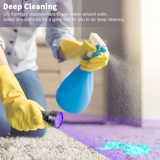 ESCO LITE UV Flashlights Black Light for Pet Urine Detection 51 LED Blacklight Flashlight for Dog Cat Stains, UV Light Flashlight for Resin, Carpet, Hotel, Bathroom with Battery