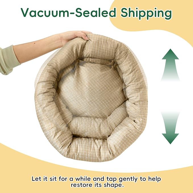 XXS Round Cat Bed 18 Inch - Washable Donut Cat Bed for Indoor Cats, Small Soft Cat Bed for Crate, Carrier, Catio, Playpen, Wall Shelve, Replacement Cushion for Cat Desk Perch, Yellow