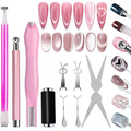 DANNEASY 9pcs Cat Eye Magnet Set, 3-in-1 Heart Magnet for Nails, Strong Cylindrical Magnet with Scissor-Shaped/Y-Shaped Brackets/Bunny-Shaped Plates for French Heart Bunny Cat Eye Nail Art Effect