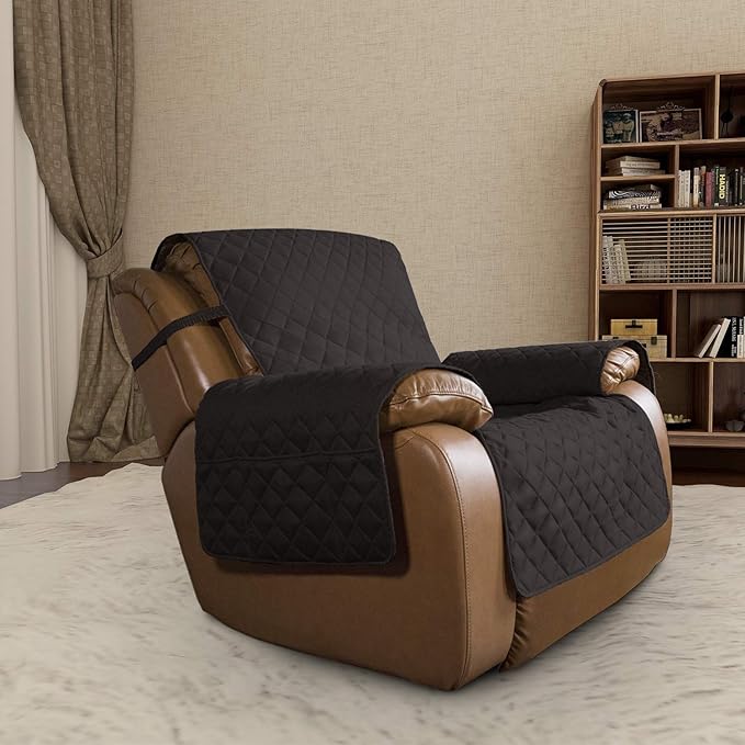 Easy-Going Oversized Recliner Chair Cover Reversible Sofa Cover Water Resistant Couch Cover Furniture Protector with Elastic Straps for Pets Kids Dog Cat (Oversized Recliner, Chocolate/Chocolate)