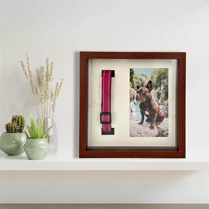 Dog Paw Print Kit for Dogs, Dog Picture Frame with Shatterproof Plexiglass, 4 Customizable Displays, 9”x9”, Pet Memorial Gift for Dogs, Loss of Pet Sympathy Gift, Pet Paw Print Impression Kit (Brown)