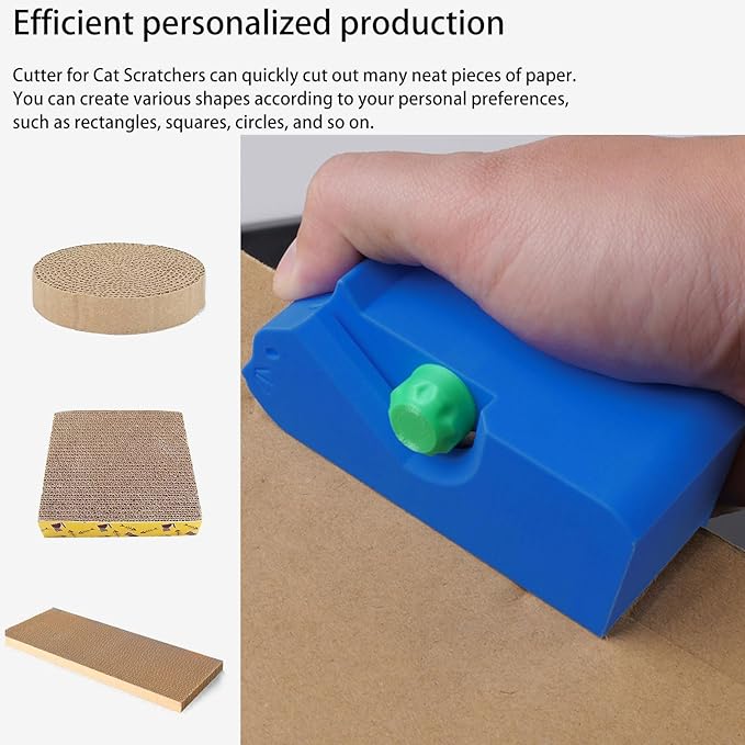 Cardboard Cutter for Cat Scratchers with 10pcs Blade,3D Printed Card Board Cutter Kids DIY Cat Scratchers Cardboard Strip Tool Machine for Cat Lovers (Blue)