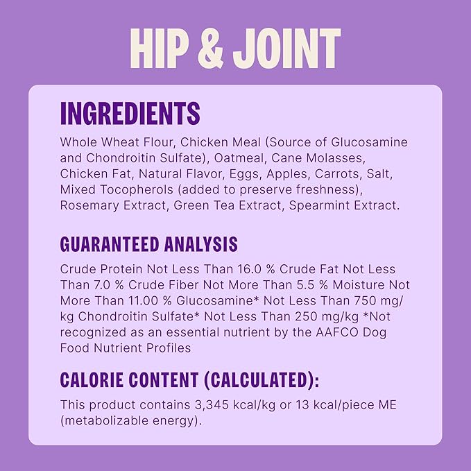 Old Mother Hubbard Wellness Hip & Joint Dog Biscuits, Natural, Training Treats, Chicken, Apples, Oats, and Carrots Flavor, Mini Size, (20 Ounce Bag)