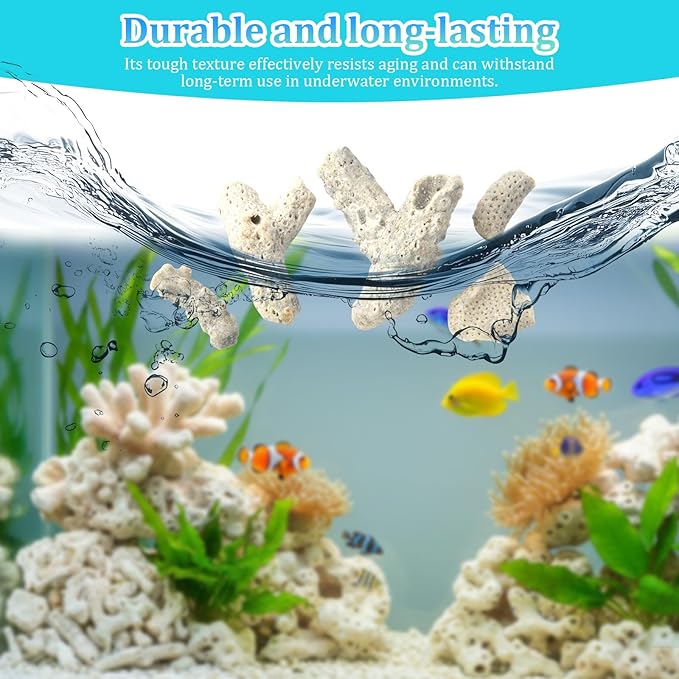 1.1lb/500g Net-bagged Crushed Coral Aquarium Filter Media, Fish Tank Coral Filter for Improving Water Quality, Reusable Crushed Coral Filter, for Cloudy Water Conditions & Frequent Fish Illnesses