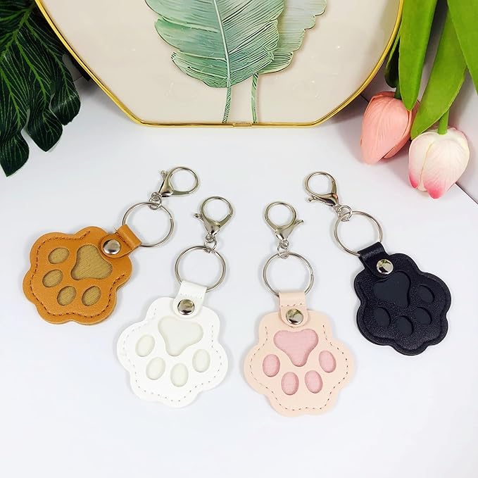 Pet Hair Storage Keychain, Dog Cat Fur Container Collector Keepsake, PU Leather Memorial Keyring, Collar Bag Charms
