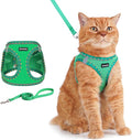 Rttochfy Cat Harness and Leash Set, Escape Proof Kitten Harness, Soft and Breathable Vest with Reflective Strip, Easy to Wear for Cats Walking and Traveling (Green, S)