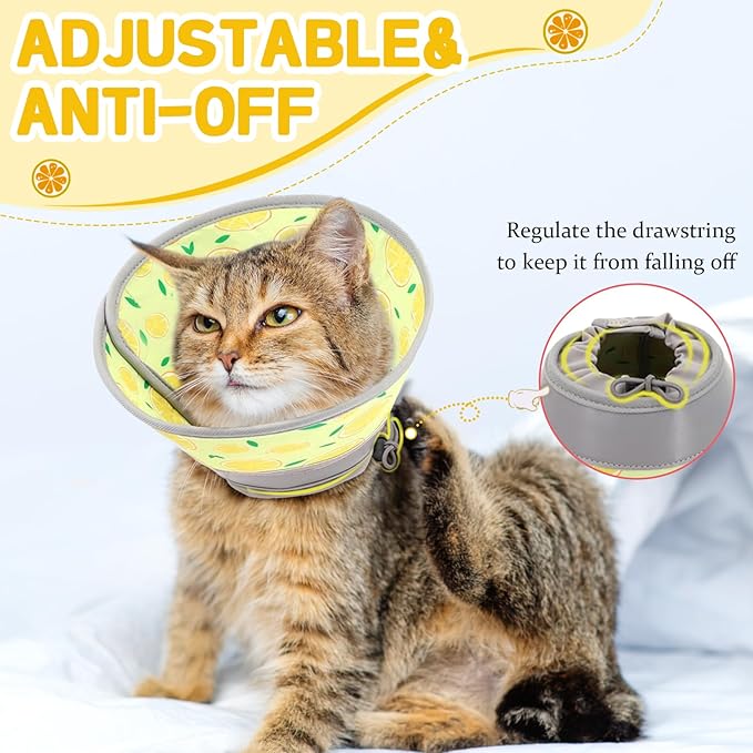 Cat Cone Collar Soft, Comfortable Cat Recovery Collar Pet Cone for Small Large Cats, Lightweight Elizabethan Collar for Cats Kittens After Surgery Prevent from Licking Wounds, Yellow, S