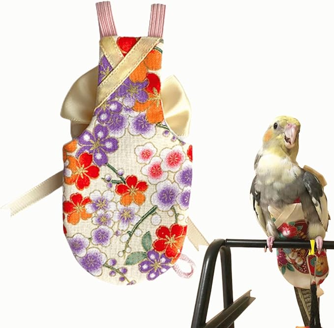 Bird Flight Suits Diapers, Parrot Flight Suits Diapers for Quaker Parakeets Cockatiels Flight Suits, Parrot Clothes (Almond B,2XL)