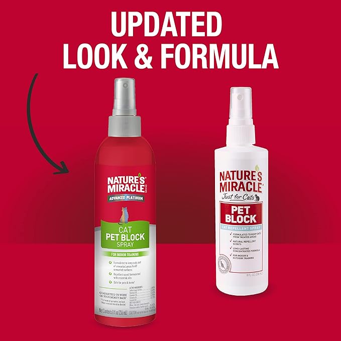 Nature's Miracle Advanced Platinum Cat Pet Block Repellent Spray, 8 Ounces, Indoor Training Aid for Cats, (Pack of 2)