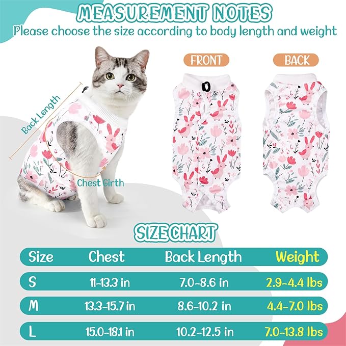 SlowTon Cat Recovery Suit - Cat Onesie for Cats After Surgery Female Male, Kitten Clothes Cats Surgical Spay Suit Abdominal Wounds, E-Collar Alternative Bodysuit Shirt Anti-Licking (White, S)
