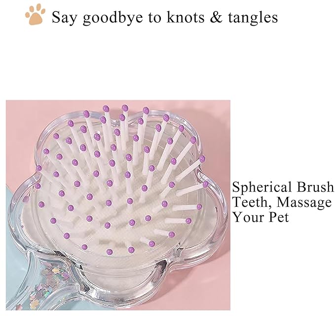 Soft Dog Brush for Small Dogs | Gentle Puppy Brush for Yorkies, Shih Tzus, Maltipoos & Maltese | Pet Hair Removal with Soft Bristles | Dog Brush for Shedding (Glitter Purple)