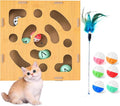 Cat Scratch Puzzle Enrichment Box,Cat Toy Box for Indoor,Cat Toy Box with 2 Balls & 1 Cats Teasers