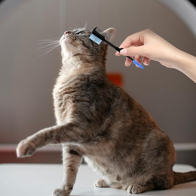 3 Pcs Double-Head Grooming Combs, Tear Stain and Eye Cleaning Combs for Pets, Removing Crust, Mucus, and Fleas