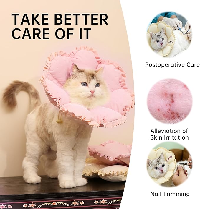 Touchdog Soft Cat Cone Collar, Waterproof Recovery Collar for Cats After Surgery, Lightweight Elizabethan Collar for Kittens, Small to Large