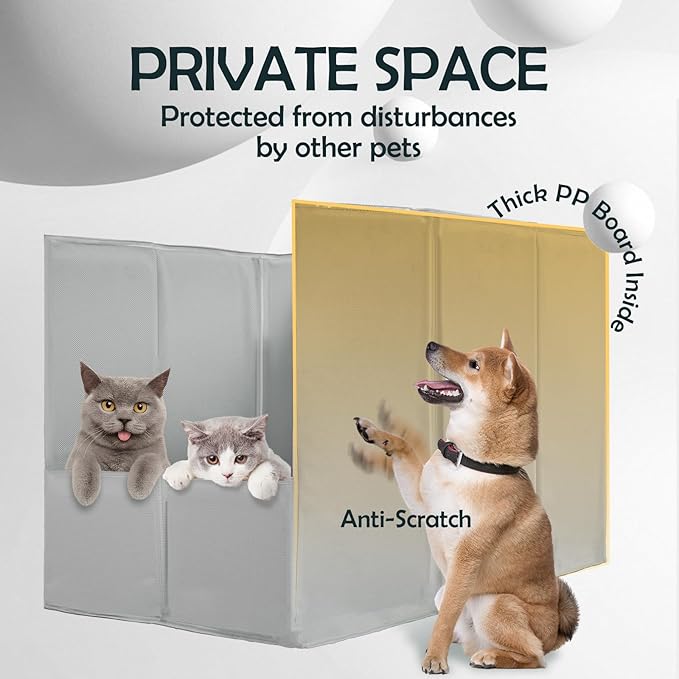 MEEXPAWS Cat Litter Box Enclosure Splash Guard Foldable 24.4 x 16.5 x 15.7 inch, Cat Litter Pee Shield Fully Waterproof Seamless, No Assembly Required, Portable, Wall Protector