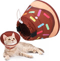 KOOLTAIL Cat Cone Collar Soft, Adjustable Cat Cones to Stop Licking, Foldable Donut Water Resistant Pet Recovery Neck E Collars After Surgery, Kitten Elizabethan Collar for Small to Large Cats,Brown M