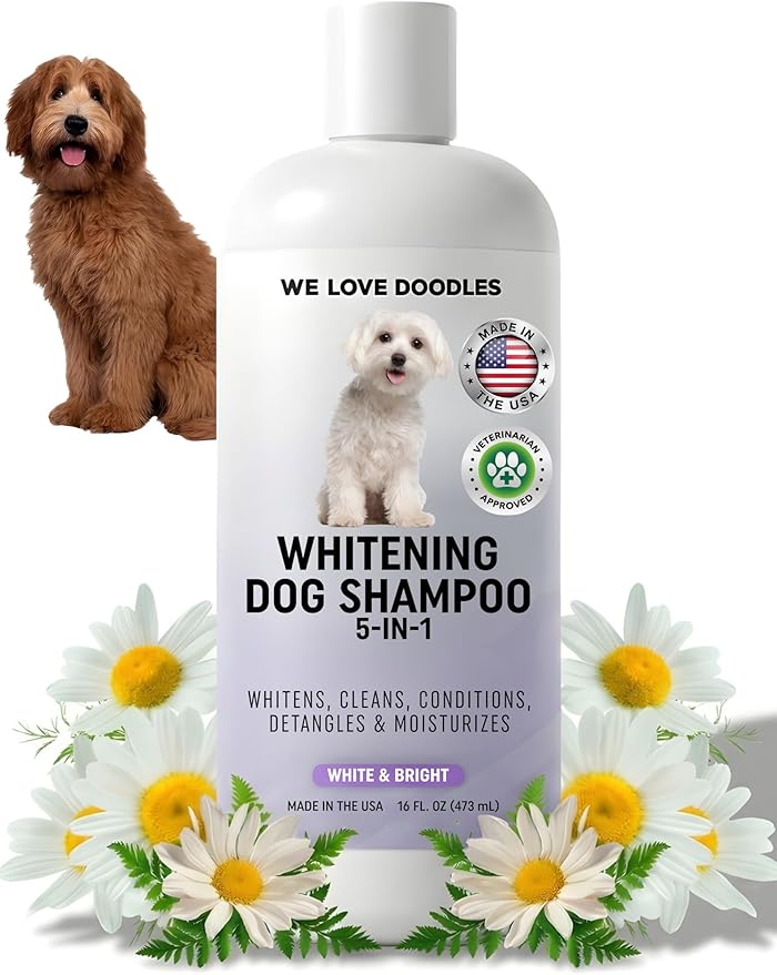 Whitening Dog Shampoo | Made in USA | Brightening Dogs Fur | White & Bright Hair | Removes Stains & Discoloration [We Love Doodles]