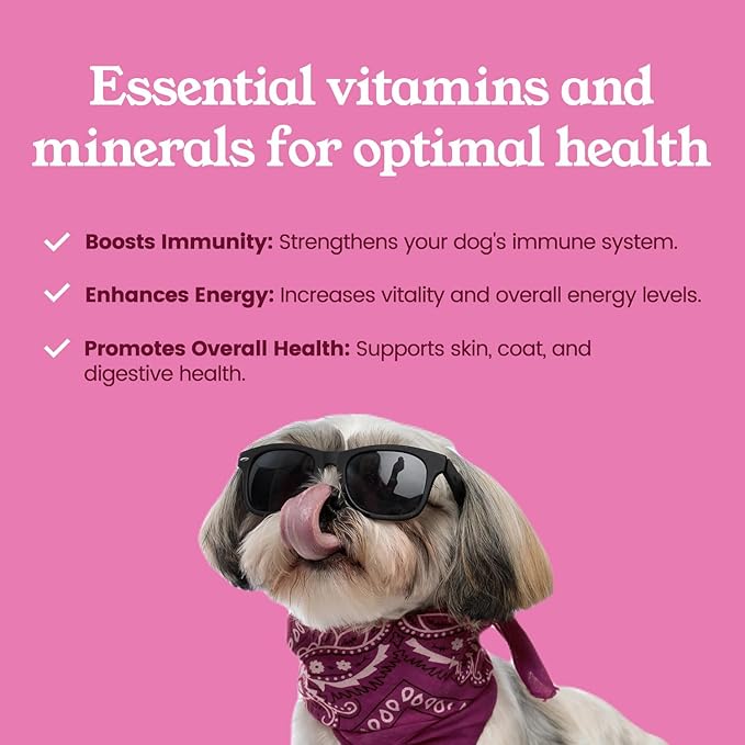 Multivitamin Chews for Dogs with Essential Vitamins & Minerals – Supports Immune System, Energy Levels, Skin, Coat, and Digestive Health – 90 Soft Chews